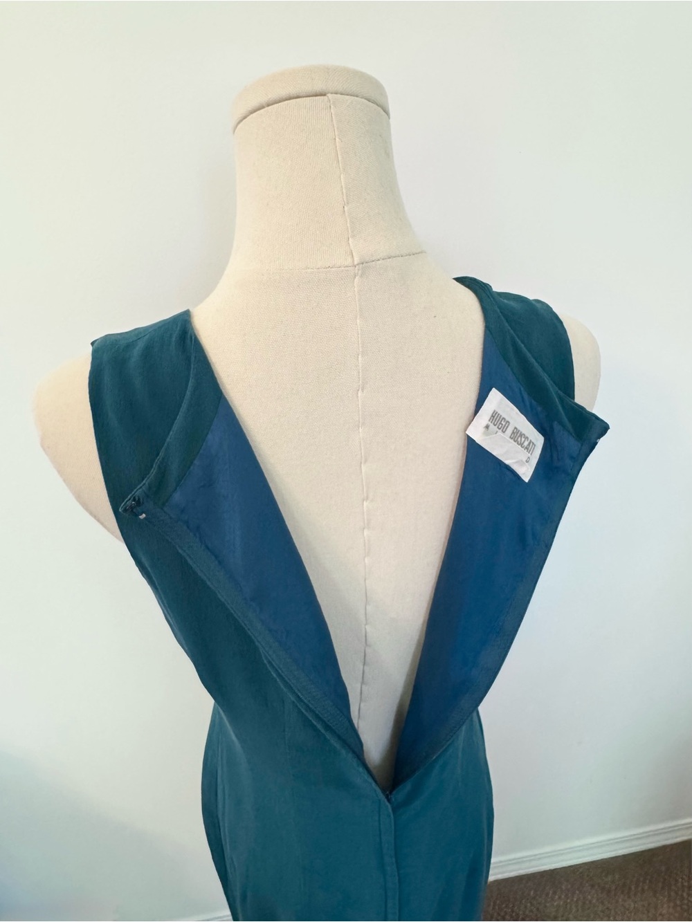 Hugo Buscati Teal Silk Sheath Dress - Picture 4 of 8